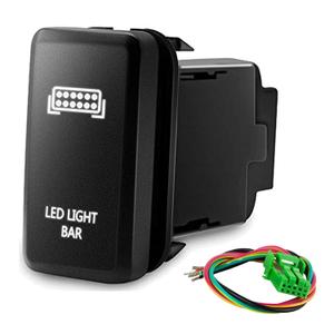 Push Button Switch 12V with Wiring Kit - White LED Light BAR Symbol, Compatible with Toyota Tacoma Tundra 4Runner FJ Cruiser (Surface Size 1.54 x 0.83 inches) Push Button Switch 12V with Wiring Kit - White LED Light BAR Symbol, Compatible with Toyota Tacoma Tundra 4Runner FJ Cruiser (Surface Size 1.54 x 0.83 inches)
