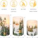 Christmas Flameless Pillar Candles Winter Snowflakes Village Theme Battery Operated with Remote Real Wax LED Flickering Realistic Flame Light Window Christmas Gifts Holiday Home Decor