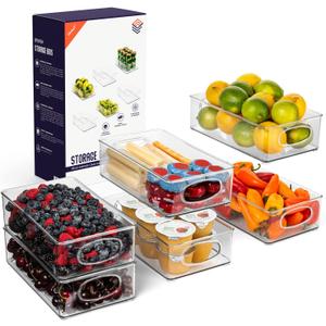 ClearSpace Plastic Pantry Organization and Storage Bins  Perfect for Kitchen/Fridge/ Refrigerator/Cabinet Organizers - 6 Pack (10"x6"x3")