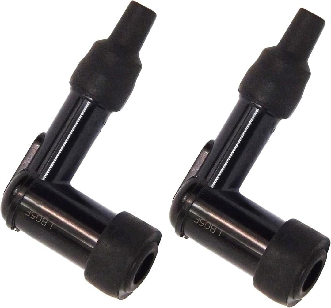 LB05F& LD05FP LB05EP Resistor Spark Plug Caps (2-Pack)  5K Ohm, 14mm Thread, 90 Angle  Fits Motorcycle, Marine, Snowmobile, ATV, Lawn Mower & Small Engines