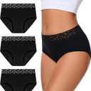 Incontinence Underwear For Women, 100ML Leakproof Lace Briefs, Period Panty for Postpartum Bladder Leak, 3 Pack (Medium, Black)
