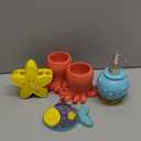Decorative Bathroom Accessories Set, Vanity Organizers Including 2 Octopus Tumblers, 1 Clownfish Soap Dish, 1 Starfish Toothrush Holder and 1 Ocean Soap Dispenser