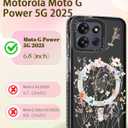 2 x Lotadilo Cute Case for Moto G Power 2026/2025/Play 5G 2025 for Women Girls - Funny Dried Flower Design Compatible with Magsafe Ring Holder Magnetic Stand Kickstand Fashion TPU Phone Covers Kawaii