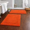 C23 Orange Bathroom Rug 2200 GSM Set of 2-20"x32"/16"x24"|100% Tufted Cotton Thick & Plush Bath Mat|Luxury Heavyweight Ultra-Absorbent, Quick Dry, Non-Slip Natural Latex Back, Machine Washable (Orange - Solid Pattern)