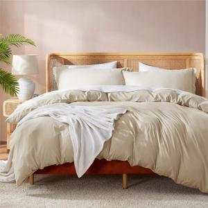 Nestl Beige Cream Duvet Cover King Size - Soft Double Brushed King Duvet Cover Set, 3 Piece, with Button Closure, 1 Duvet Cover 104x90 inches and 2 Pillow Shams