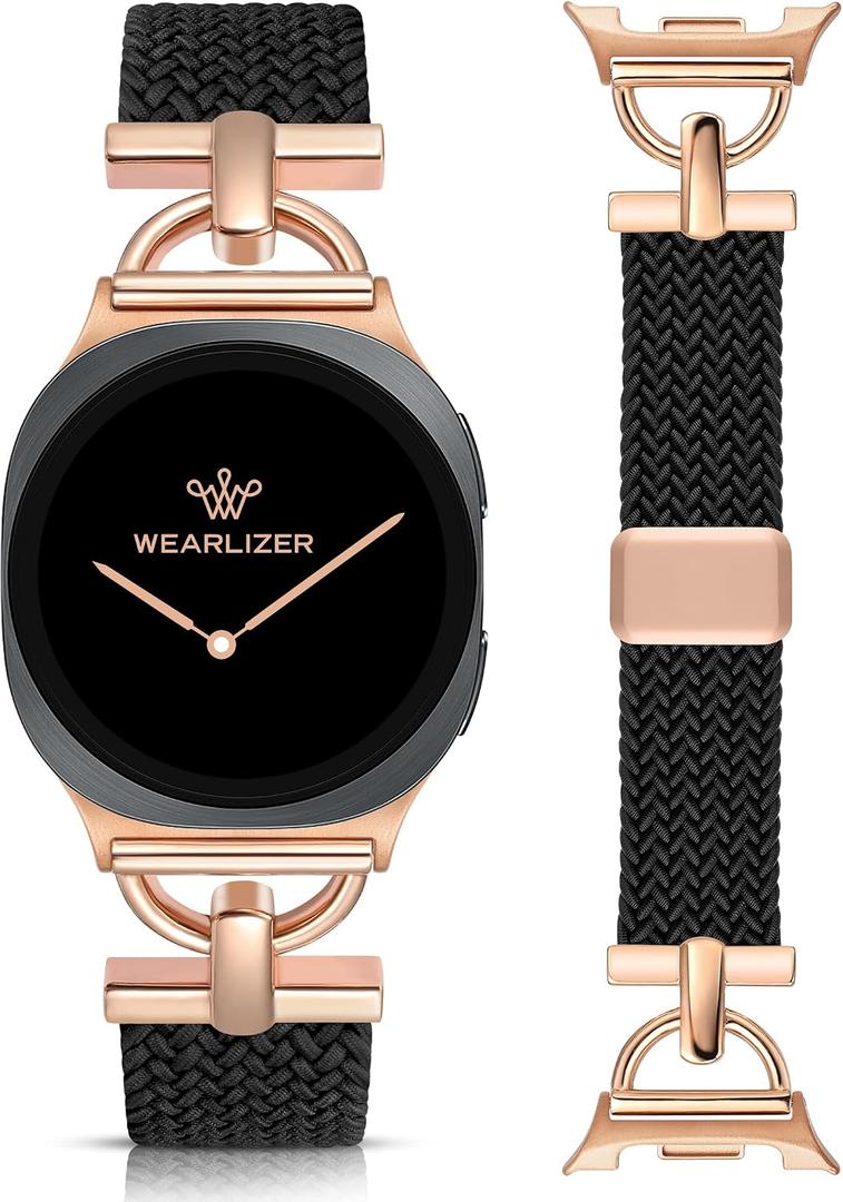 Wearlizer Braided Magnetic Band Compatible with Samsung Galaxy Watch 8 Band 40mm 44mm/Galaxy Watch 8 Classic 46mm, Designer D-Shape Stretchy Elastic Nylon Strap Wristband for Galaxy Watch 8 Women Men