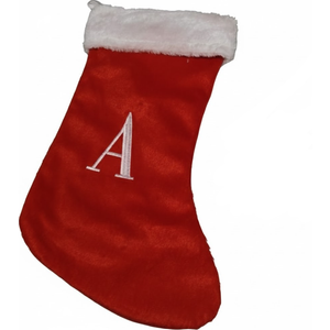 Christmas Stockings with Initials, Letter A Embroidered Xmas Stockings, 18" Large Monogram Knitted Xmas Stocking, Christmas Party Fireplace Family Hanging Stocking Decorations 1Pcs Red-Whitei