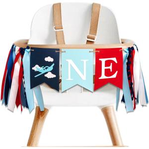 Airplane High Chair Banner - Top One Highchair Banner For Baby,First Birthday Party Decorations,Airplane Themed Birthday Party Supplies