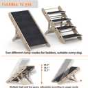 Dog Ramp for Bed, Foldable 15"x34" Solid Wood Pet Stairs for Small Dog