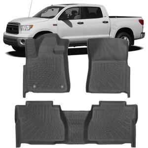 Floor Mats for Toyota Tundra Double Cab/CrewMax Cab 2007 2008 2009 2010 2011, Custom Fit Floor Liners for Tundra All Weather Anti-Slip Car Liner Accessories 1st and 2nd Row Full Set Car Mats