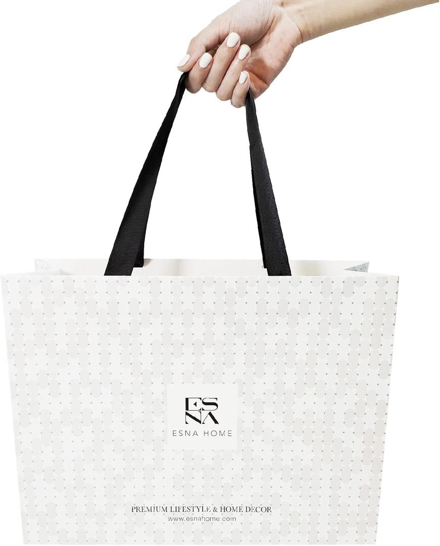 2 x ESNA HOME Premium Bags With Fabric Ribbon Handles - Designer Shopping Bags For Wedding Gifts - Size 14.5 * 11 inch