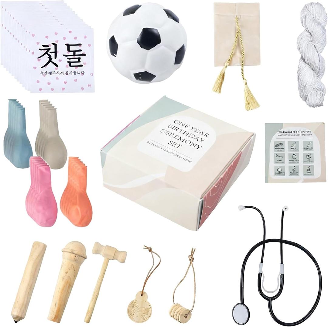 Korean Doljabi First Birthday Kit  Doljabi Set  Zhuazhou,Traditional Doljanchi Ceremony Set with Fortune Items for 1-Year-Old Celebration