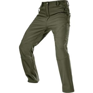 FREE SOLDIER Men's Fleece Lined Outdoor Cargo Hiking Pants Water Repellent Softshell Snow Ski Pants with Zipper Pockets (34W x 30L, Army Green)