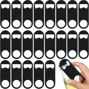 Remerry 50 Pcs Bottle Openers Stainless Steel Flat Bottle Opener Bulk 3.4 x 1.3 Inches Bartender Beer Key Soda Can Mini Speed for Kitchen, Bar or Restaurant (Black)