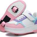 HSQ Fashion Sneaker Roller Skate Shoes for Boys Girls Kids Detachable Wheeled 2 in 1 Skating Shoes with Wheels, 35