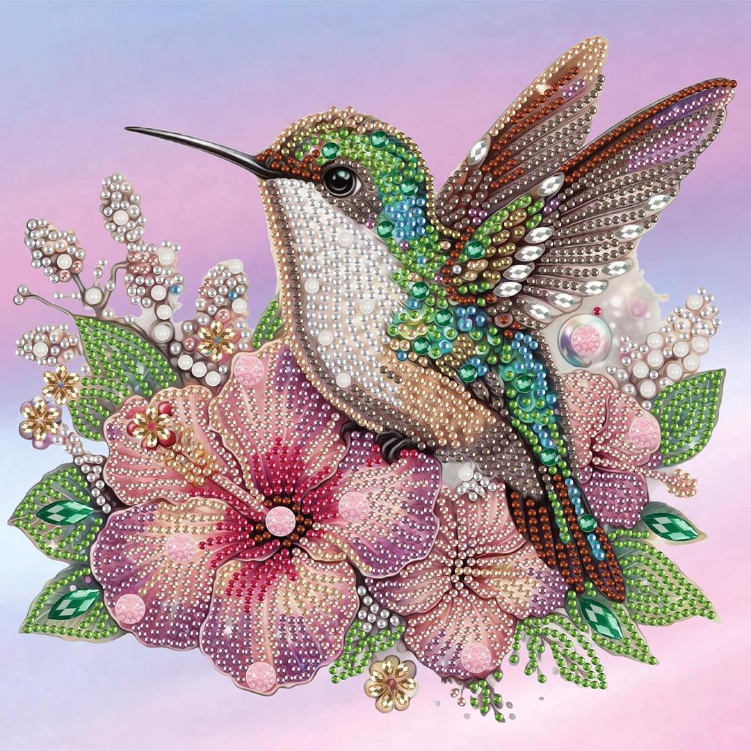 5 x MVVMTOP Diamond Art Painting Kit, DIY Bird and Flower 5D Special Shape Crystal Diamond Partial Diamond Art Painting Mosaic Making Craft, Suitable for Home Wall Decor Art Gift