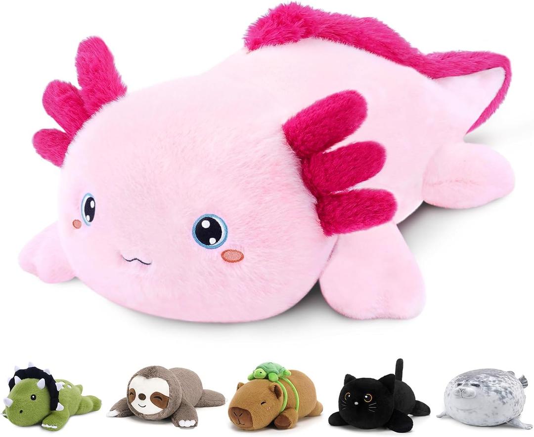 SQEQE Weighted Stuffed Animal Axolotl, Soft Weighted Axolotl Plush Toy, Cute Hugging Pillow Gift for Kids Adults, Home Decoration Valentines Gifts Birthday Present 23.6 Inch, 3.8 Lb
