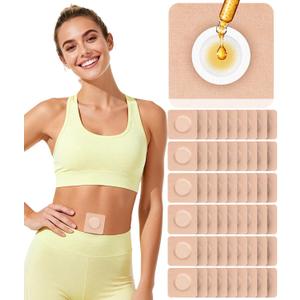 54PCS Castor Oil Patches for Belly Button, Castor Oil Pack Wrap Disposable Self-Adhesive, Organic Cotton, Leak-Proof & Breathable, No Wash - Square, Beige