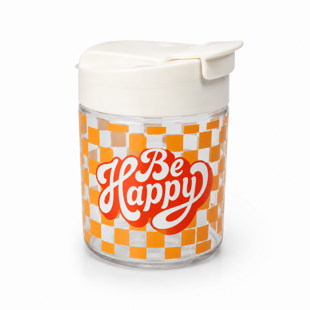 Plastic Sipper & Straw "Be Happy" Edition