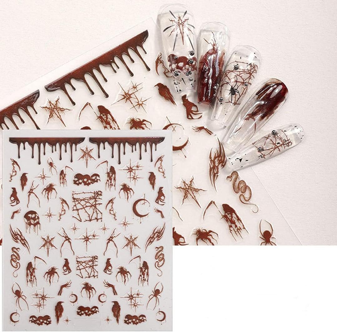 4 x Nail Art Stickers, Self-Adhesive Nail Decals, for Nail Designs and Decorations, 5 Sheets