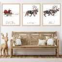 2 x AnyDesign 3Pcs Christmas Wall Art Prints 11x14in Santa Claus Reindeer with Sleigh Art Poster Decor Large Aesthetic Xmas Posters Room Decor for Gallery Living Room Bathroom Wall Decor(UNFRAMED)