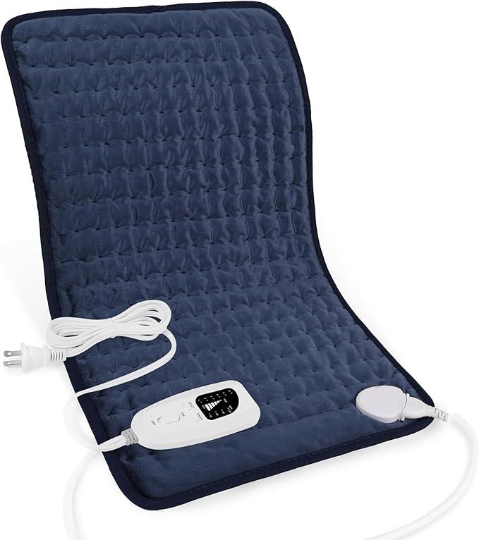 Deepsoon Heating Pad,Electric Heating Pads for Back,Neck,Abdomen,Moist Heating Pad for Shoulder,Knee,Arms,Legs,Dry/Moist Heat & Auto Shut Off,Christmas Gifts for Men and Women,Navy Blue,24x12 Inch
