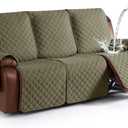 KinCam Waterproof Recliner Sofa Cover, Non-Slip Reclining Couch Covers for 3 Seat, Recliner Couch Cover Furniture Protector with Elastic Straps for Pets, Kids, Gray Green