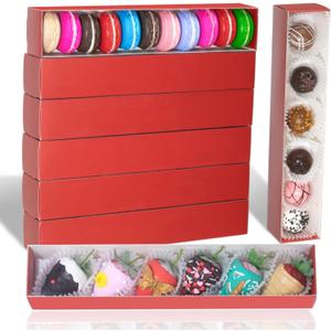20Pack 12x2x2 Inch Chocolate Covered Strawberries Boxes for 6 Macaron boxes Chocolate Truffle Boxes Cookie boxes Bakery Boxes with Clear Window