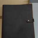 Fan&Ran Leather 3 Ring Binder, 1" Round Rings for 8.5"x11" Paper and Sheet Protectors, Interior Pockets & Snap Closure, Letter Size, Vintage Brown