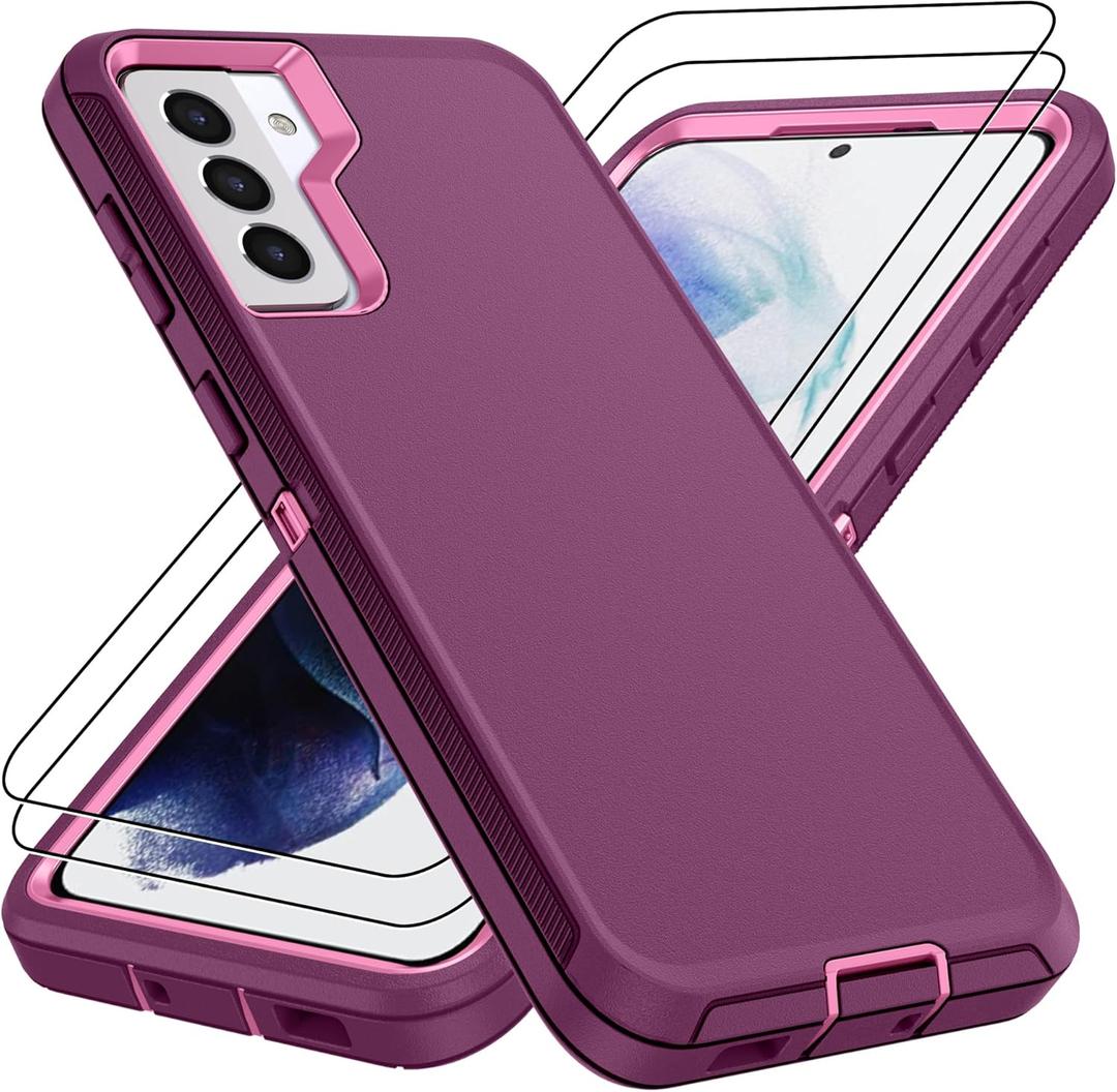 For Samsung Galaxy S21 Plus Case : 14FT Military Grade Drop Protection & Anti-Slip Design Phone Case with 2Pc HD Screen Protector,Shockproof/Dustproof/DropProof Protective Case for S 21 Plus-Purple