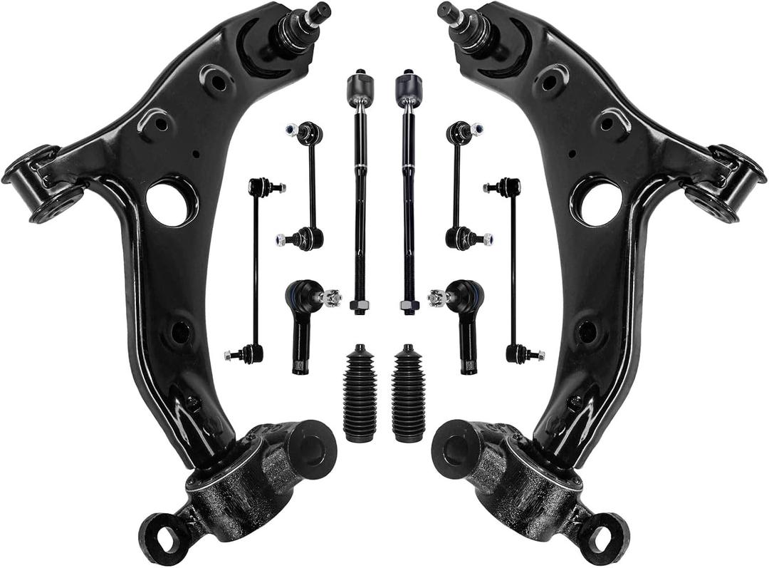 Control Arm, Replacement For Front Lower Control Arm with Ball Joint Sway Bar Outer Inner Tie Rod Boot Compatible With 2013-2016 Mazda CX-5-12 Pcs
