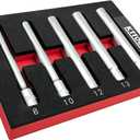 5PCS Deep Metric Socket Set, 3/8-Inch Drive Socket, 12PT 8-10-12-13-14MM - Extra Long Deep 120MM