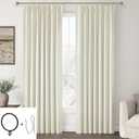 ChrisDowa Ivory Pinch Pleated Blackout Linen Curtains 84 inches Long 2 Panels for Living Room Bedroom Farmhouse Room darking Thermal Insulated Back Tab Hooks Rings Window Treatment Drapes,40x84