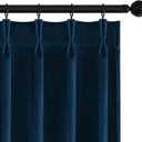 MIULEE Navy Blue Velvet Curtains 96 inches Long, Pinch Pleated Blackout Drapes with Hooks, Thermal Insulated Pinch Pleat Panels for Bedroom Living Room, 2 Panels