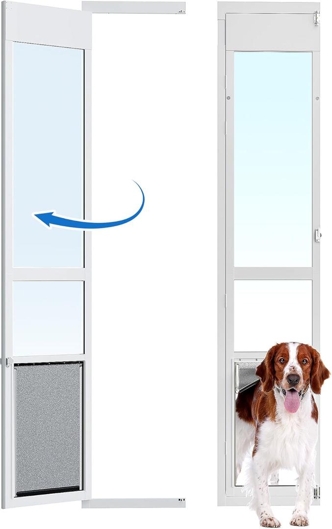 XLarge Openable Pet Door for Sliding Glass Doors, Adjustable 91 7/16" to 96" Slider Height, Extra Large Dog Door for Sliding Glass Door -XLarge Tall (X-Large, 96" Sliding Door)