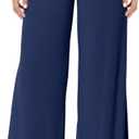 JZC Women's Palazzo Lounge Pants Stretchy Wide Leg Casual Pants Comfy High Waist Flowy Pants, XL (A10 Pure Blue)
