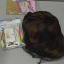 Brown Mix Blonde Wig with Bangs for Women Long Brown Highlights Wavy Wigs 26 Inch Brown Wigs Natural Looking Heat Resistant Synthetic Wig for Daily Party Use