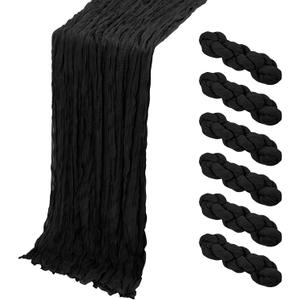 6 Pack Black Cheesecloth Table Runner, 17 x 108 Inch, Gauze Cheese Cloth Table Runner Rustic Sheer Runner for Wedding Birthday Party Baby Shower Table Decor(Black)