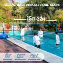 Haokelball LED Pool Volleyball Net Set, Adjustable 1532FT Width & Height, Anti-Sag Winch System, 45L / 99lbs Heavy Duty Water Base, Includes 2 Water Balls (1 Glow), for Inground & Above Ground Pool