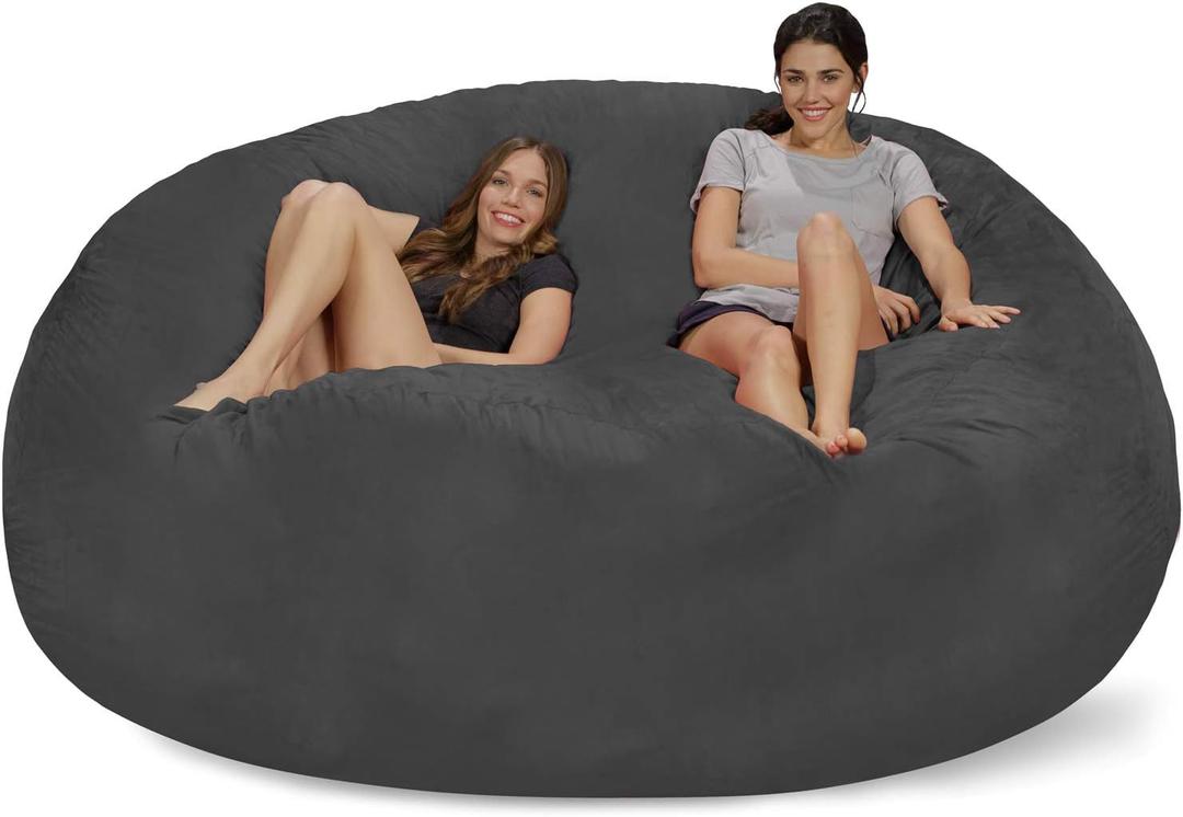 Chill Sack Bean Bag Chair Cover, 8-feet, Microsuede - Charcoal