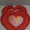 OWENIE Valentines Day Heart Placemats Set of 4, Embroidered Red Gillter Heart with Sequins Valentines Table Mats, and Wedding Table Decor,13.5 x 15, Red