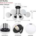 Modern Semi Flush Mount Ceiling Light,Black White Glass Shade Semi Ceiling Light 6-Light,Sputnik Chandeliers for Bedroom Living Room Hallway Dining Room Lighting Fixture