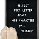 Felt Letter Board with 478 Letters, Numbers & Symbols - 16 x 20 inch Large Changeable Message Board with Wooden Frame Wall Mount Hook,2 Canvas Bags,Wood Stand (Black Board & Wood Frame)