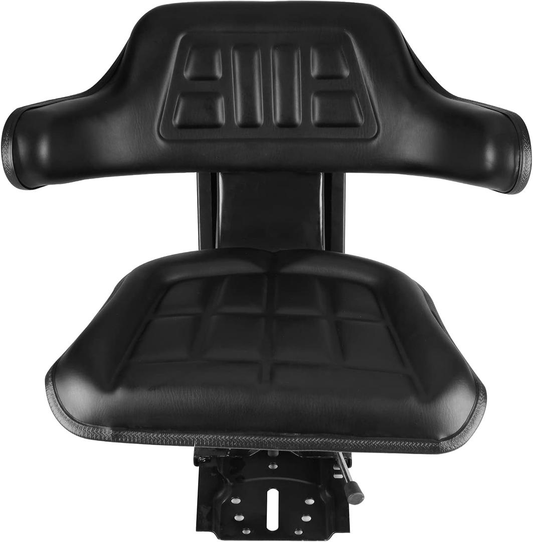Black Universal Adjustable Tractor Suspension Seat Fits for John Deere 1020 1530 2020 2030 2040 5210 5300, fits for Ford & New Holland 3000 3010 3300 3400 3600 3610, Shock Absorption Alloy Steel+PVC
