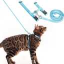 PUPTECK Adjustable Cat Harness and Leash Set Escape Proof Kitten Strap Collar for Walking Travel, Sky Blue, M