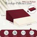 Horbaunal Burgundy Bed Wedge Pillow Cover with Zipper Design, Wedge Pillowcase Protector with Side Pocket for Storage, 24" L x 24" W x 12" H (Pillow Not Include)