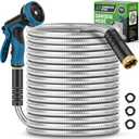 Garden Hose 100FT, Water Hose with 10 Function Nozzle, Garden Hose Metal with Leak-proof Connectors, No-Kink, Lightweight, Puncture-proof, Pet-proof, Sturdy, 550PSI, Hose for Outdoor, Yard