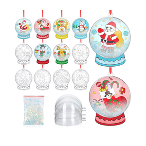 24 Pack Coloring Christmas Snow Globe Craft Kit Snow Globe Paper Cutouts Ornament DIY Color Your Own Snowman Gingerbread Penguin with Glitter Sequins Paper Home Xmas Tree Party Favor