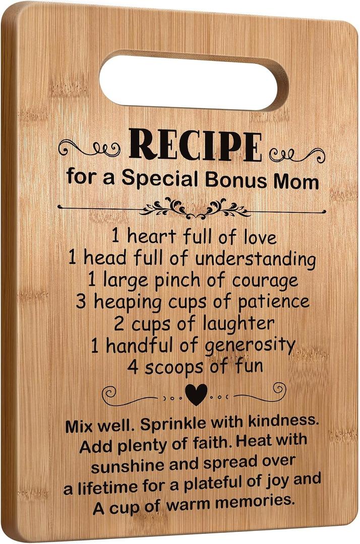 Popular Gifts for Bonus Mom Mothers Day, Cutting Board Gift for Bonus Mom, Bonus Mom Birthday Gifts from Daughter Son