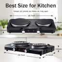 1800W Electric Hot Plate for Cooking, Double Burner with 7.2"&6.1" Cast Iron Heating Plate, Portable Cooking Stove, Adjustable Temperature Controls, Easy to Clean, Compatible for All Cookwares